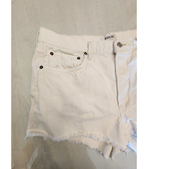 Agolde Women's White Cut Off Parker Shorts SZ 31 Denim - Picture 4 of 10